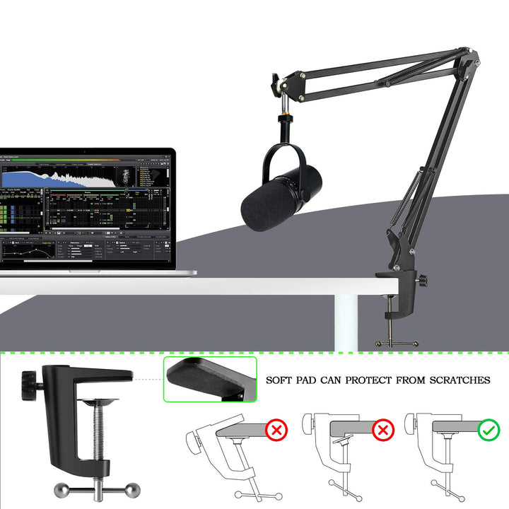 MV7 MV7X MV7+ Boom Arm - Mic Arm with Foam Cover Windscreen Compatible with Shure MV7 and Shure MV7X and Shure MV7+ Microphone with Pop Filter by YOUSHARES