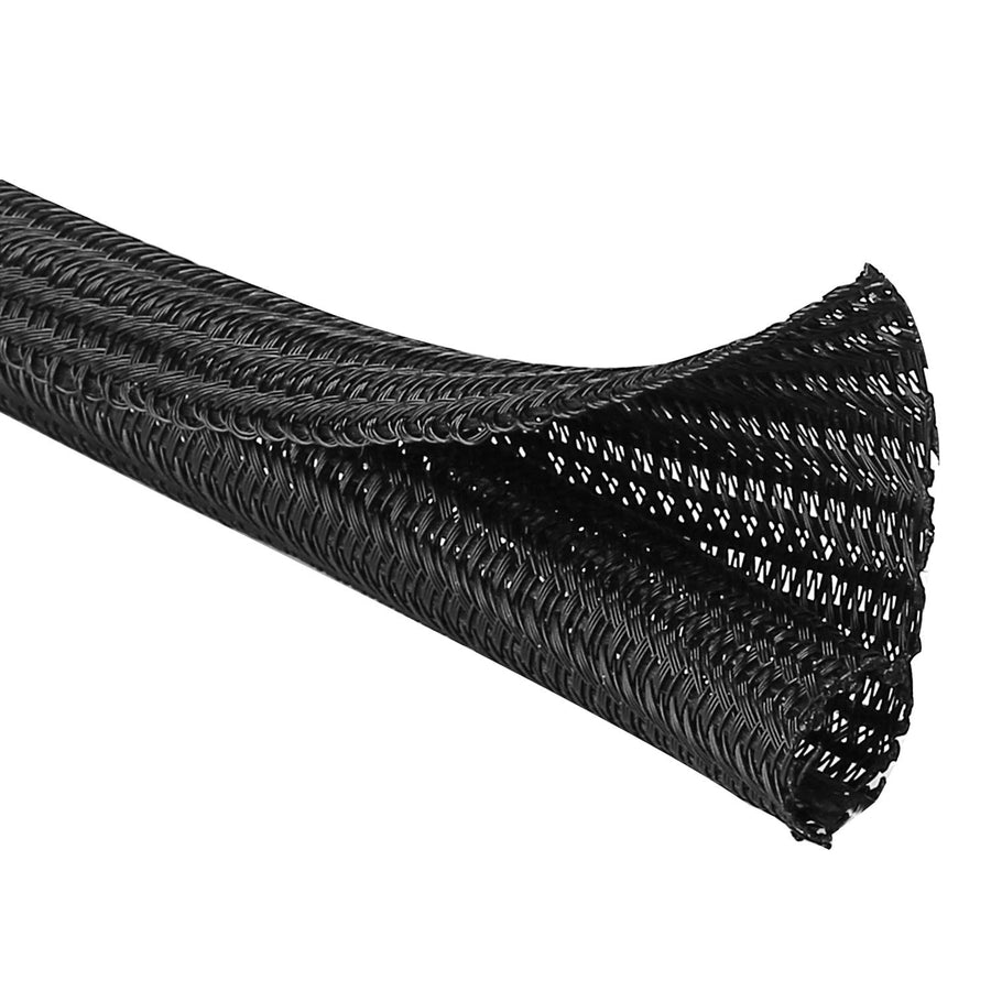 26ft - 1/2 inch Cord Protector Wire Loom Tubing Cable Sleeve, Braided Cable Sleeve Split Sleeving Cord Management System for TV Computer Home Theater Office, Protect Pet From Chewing Cords –Black