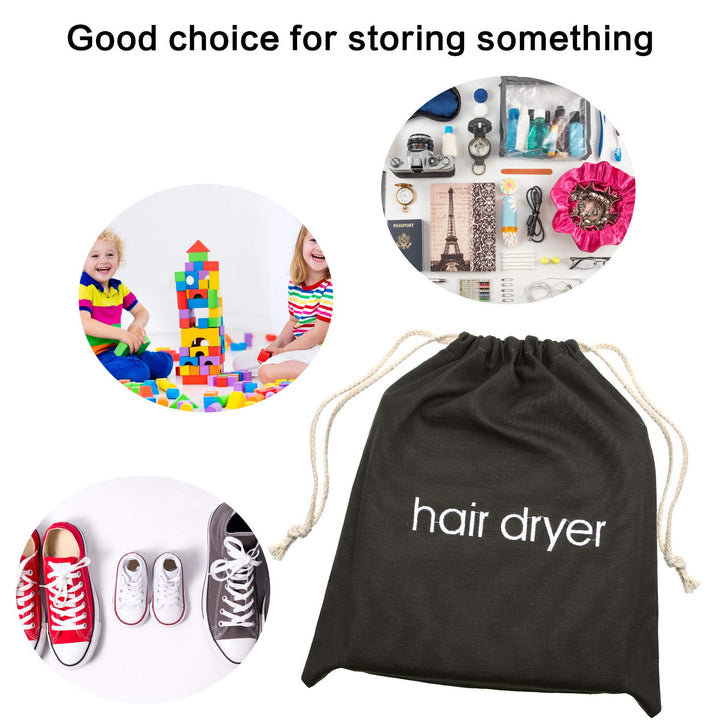 Hair Dryer Bags Cotton Drawstring Bag Container Hairdryer Bag, 11.8 by 13.8 Inch (Dark Gray)