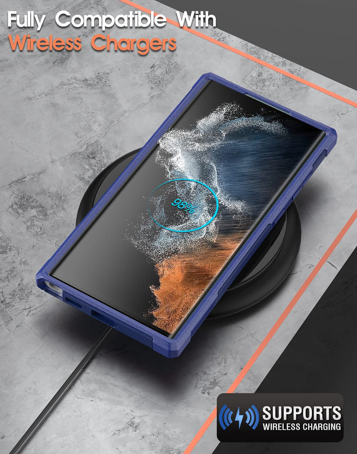 Neon Series Case Compatible with Galaxy S22 Ultra 5G 6.8 inch, Dual Layer Heavy Duty Tough Rugged Lightweight Slim Shockproof Protective Cover Case, Navy Blue