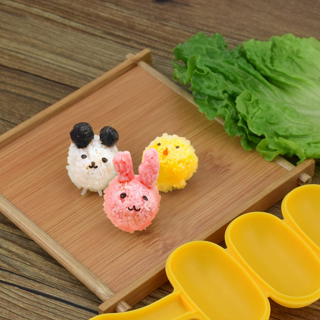 Rice Ball Mold,Rice Ball Shaker, Ball Shaped Kitchen Tools DIY Lunch, Maker Mould Food Decor for Kids, Mold With a Mini Rice Scoop(yellow)…