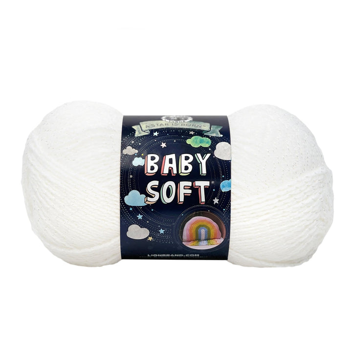 (1 Skein) Lion Brand Yarn Babysoft Baby Yarn Yarn, Baby White Pompadour