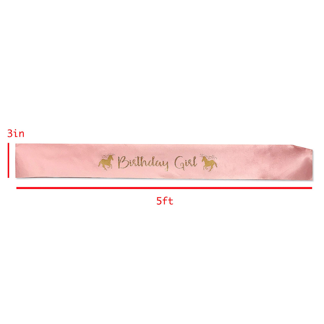 Unicorn Birthday Girl Pink Satin Sash for Girls - Unicorn Party Supplies Birthday Sash - Happy Birthday Unicorn Party Supplies, Favors and Decorations