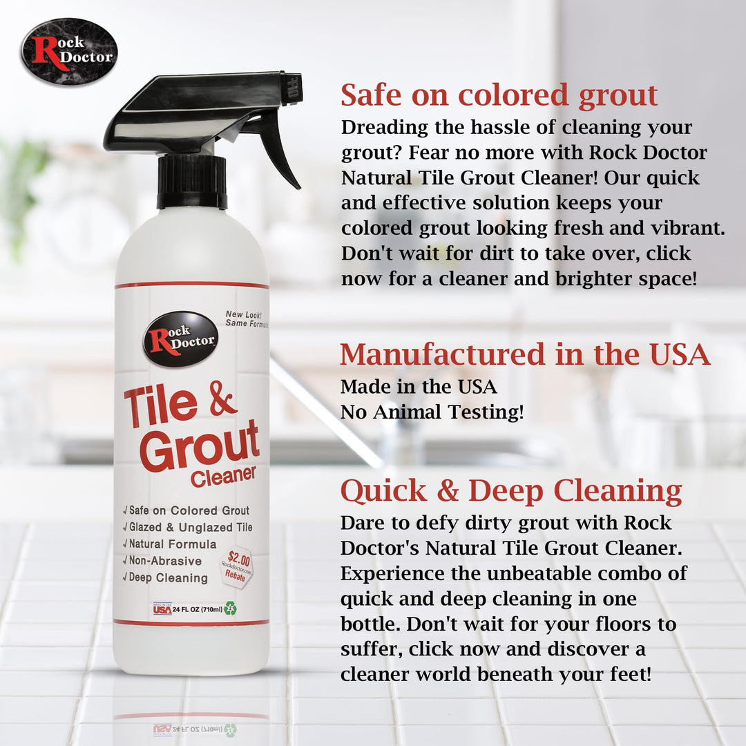 Natural Tile and Grout Cleaner, Remove Stains Dirt, Oil, and Soap Scum, Heavy Duty Non-Abrasive Tile Cleaner, Natural Formula, 1 Pack