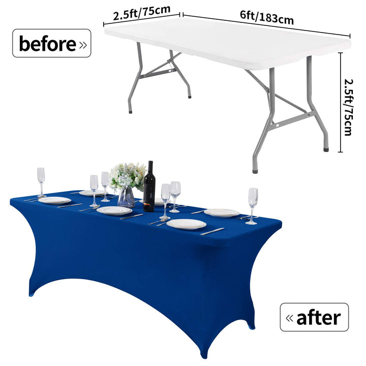 Spandex Table Cover for 6Ft Table Universal Fitted Stretch Tablecloth for Party, Banquet, Wedding and Events-Classicblue