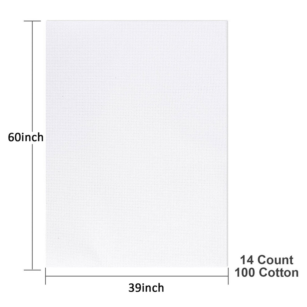 Aida Cloth 14 Count Cross Stitch Fabric,60×39inch (White)
