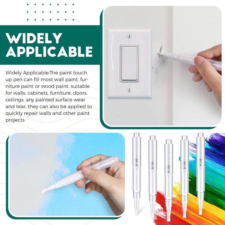 Touch Up Paint Pens 2 in 1 Pack Refillable Brush Pen Empty Oil Pen Transparent Paint Pen for Touch Up Wall Cabinets Furniture Wood(3 ml, 20 Pieces)