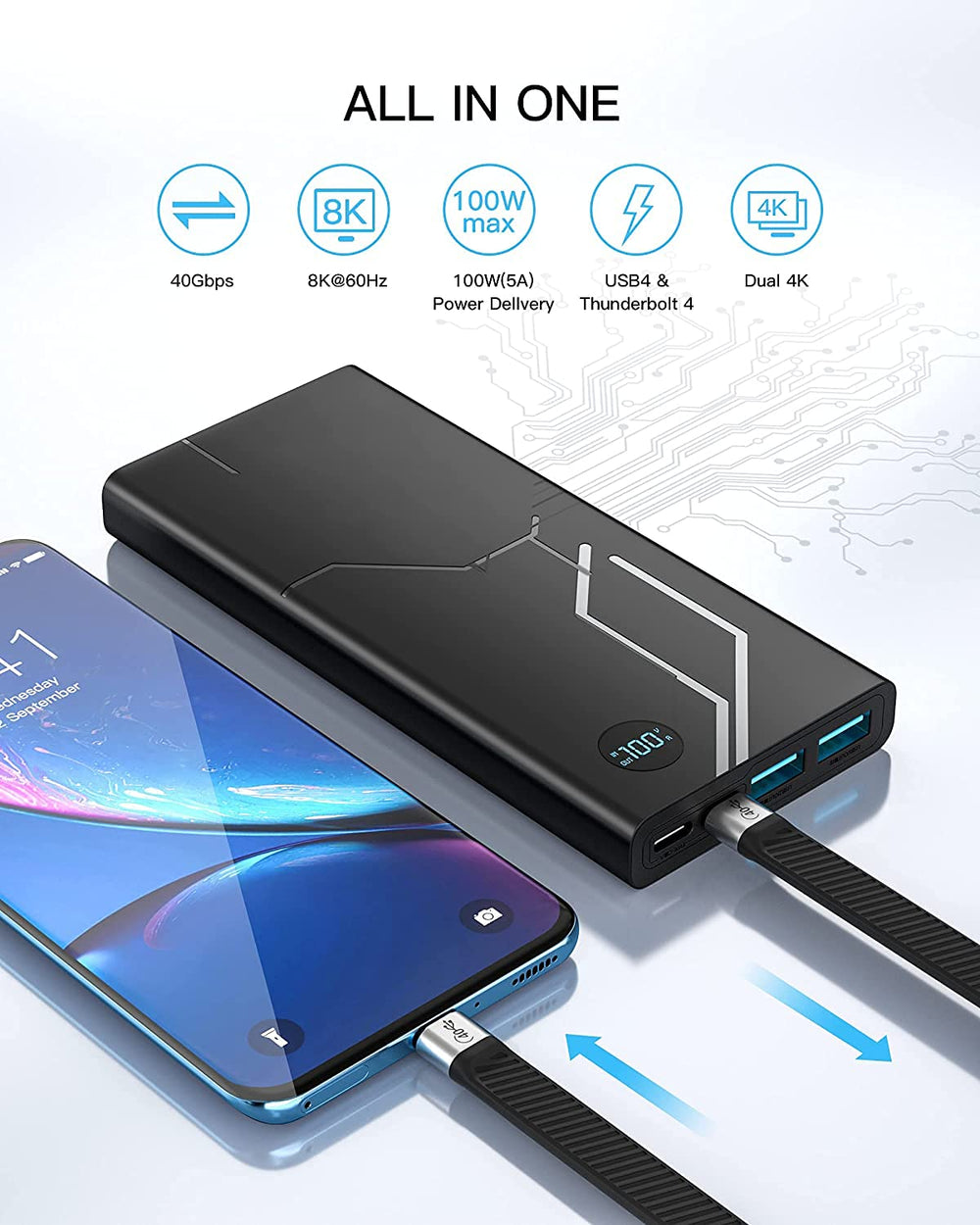Short USB C to USB C Cable 40Gbps, Tayase USB 4 Cable f
