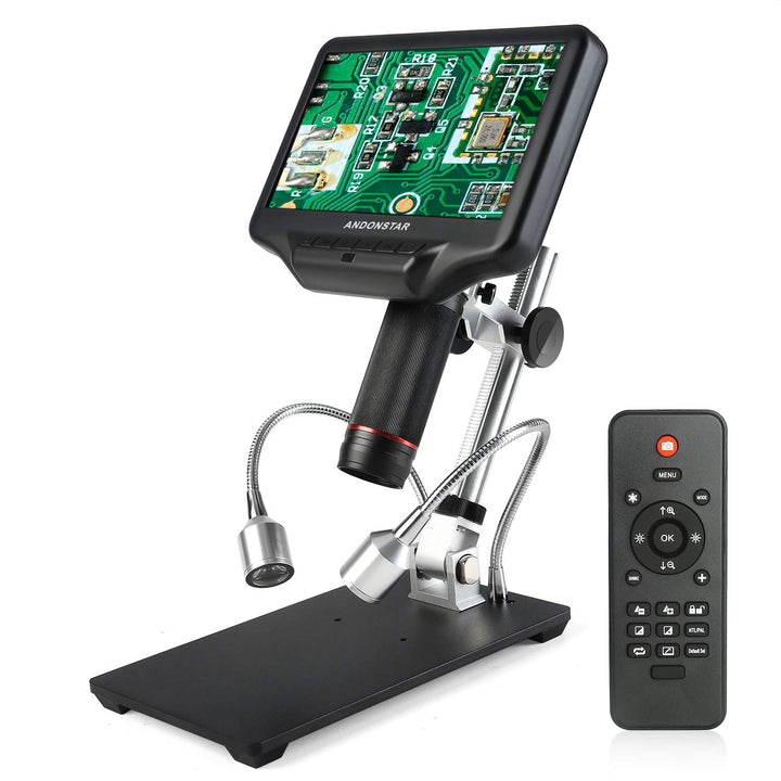 AD407 3D HDMI Soldering Digital Microscope with 4MP UHD and 7 inch Adjustable LCD Screen USB Video Microscopes for Phone Repairing SMT SMD DIY