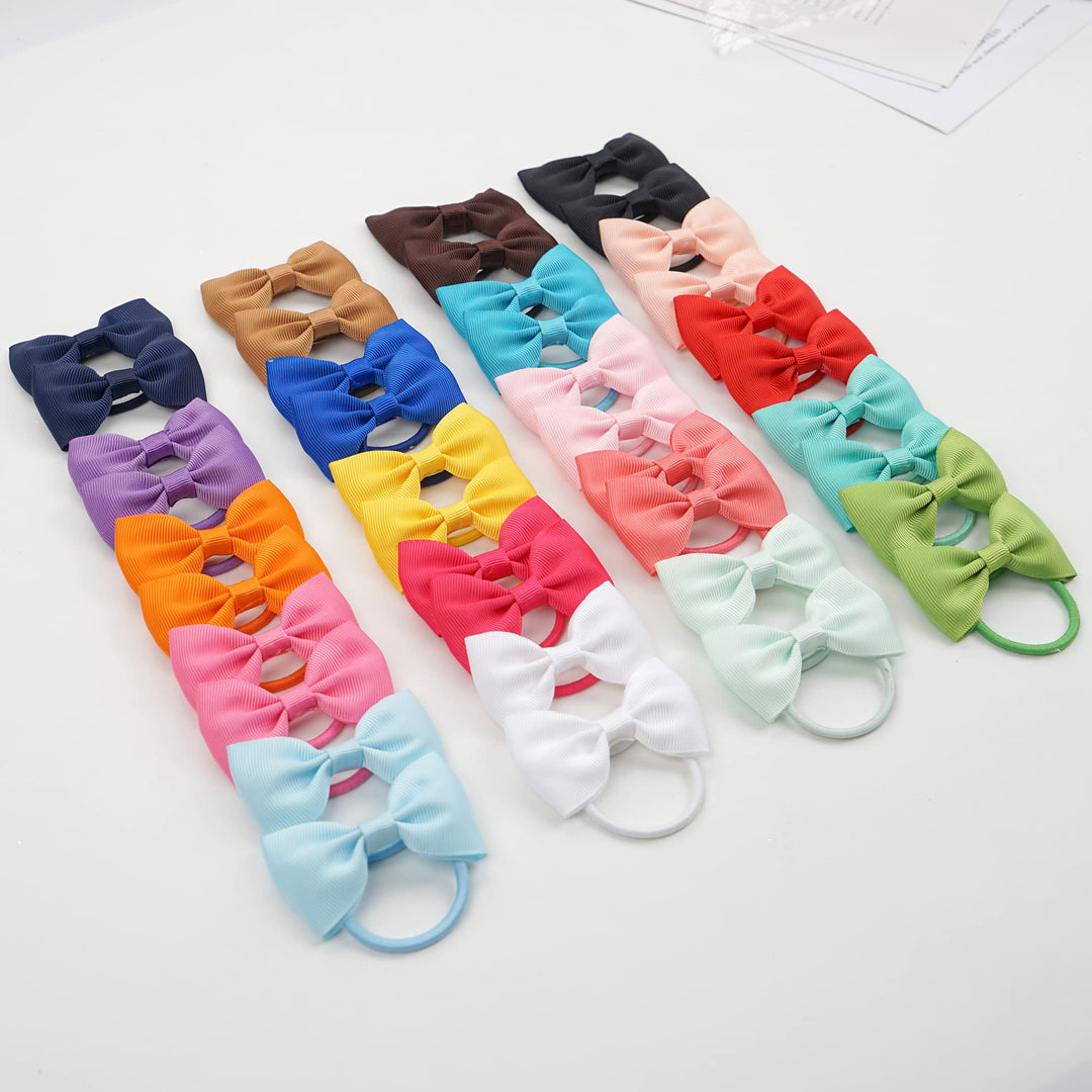 CÉLLOT Toddler Hair Accessories - 40pcs 2.75 Elastics Rubber Ribbon Bands, Bows for Baby Girls, Kids & Children