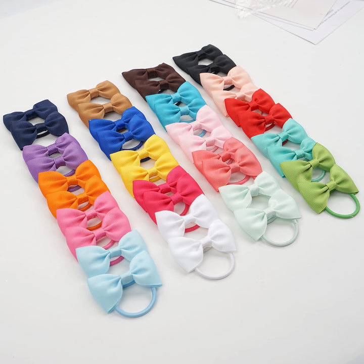 CÉLLOT Toddler Hair Accessories - 40pcs 2.75 Elastics Rubber Ribbon Bands, Bows for Baby Girls, Kids & Children