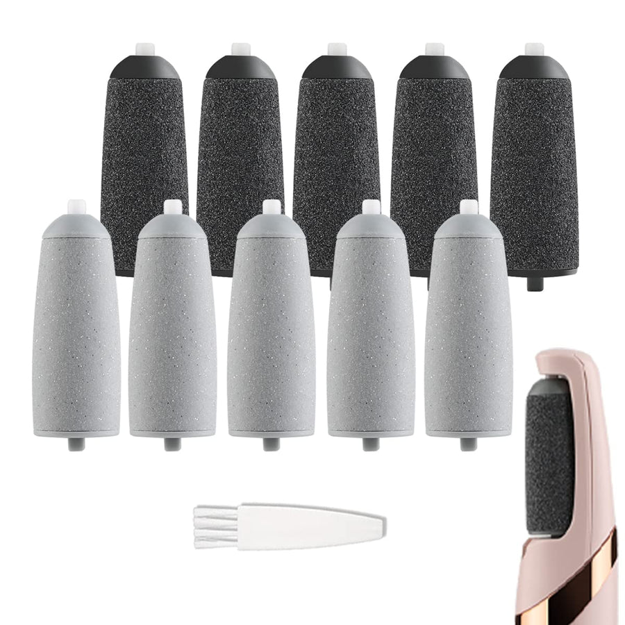 10 Pcs Replacement Roller Refills Compatible with Finishing Touch Flawless Pedi Electric Tool File include a cleaning brush