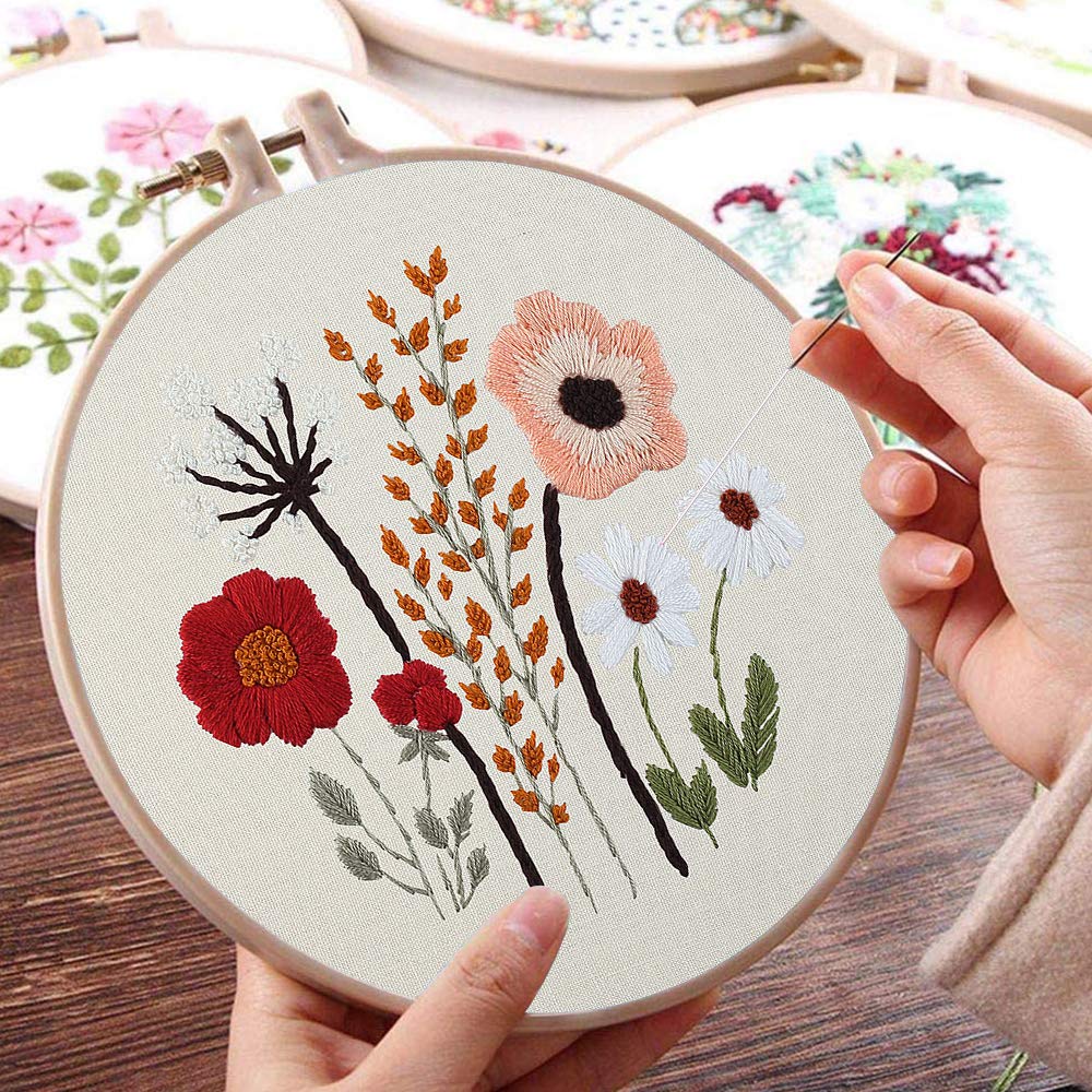 Uphome 3 Pack Embroidery Starter Kit for Beginners Stam