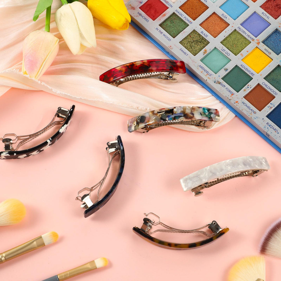6 Pcs Hair Barrettes for Women,Tortoise Shell Hair Clips Girls Mom Acetate French Design Hair Accessories