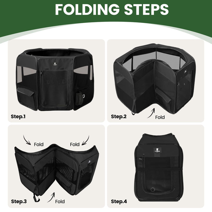 Dog Playpen Portable Pet Play Pens for Puppies, Cat, Rabbit, Chicks, Foldable Exercise Play Tent Kennel Crate, Indoor/Outdoor Travel Camping Black Large