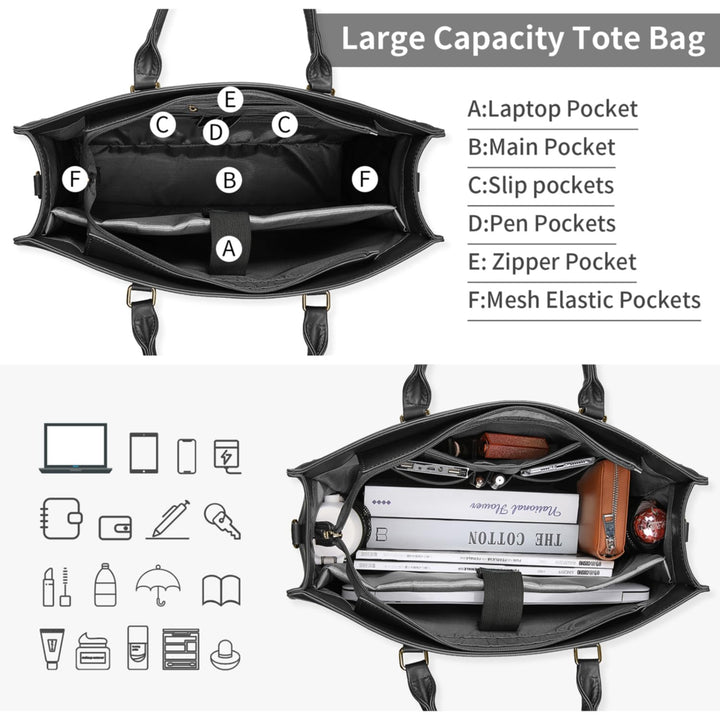 Laptop Bag for Women 15.6 Inch Tote Waterproof Leather 