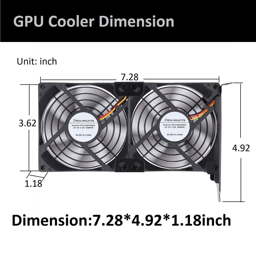 PCI Slot Fan Dual 90mm 92mm GPU Cooler Graphic Card Fans for Video Card VGA Cooler Compatible with DIY Mining Rig Set Up GTX960 Nvidia k80 RX580 590 RTX 2060 2070 2080 EVGA 2080ti 1050ti AMD R9 280