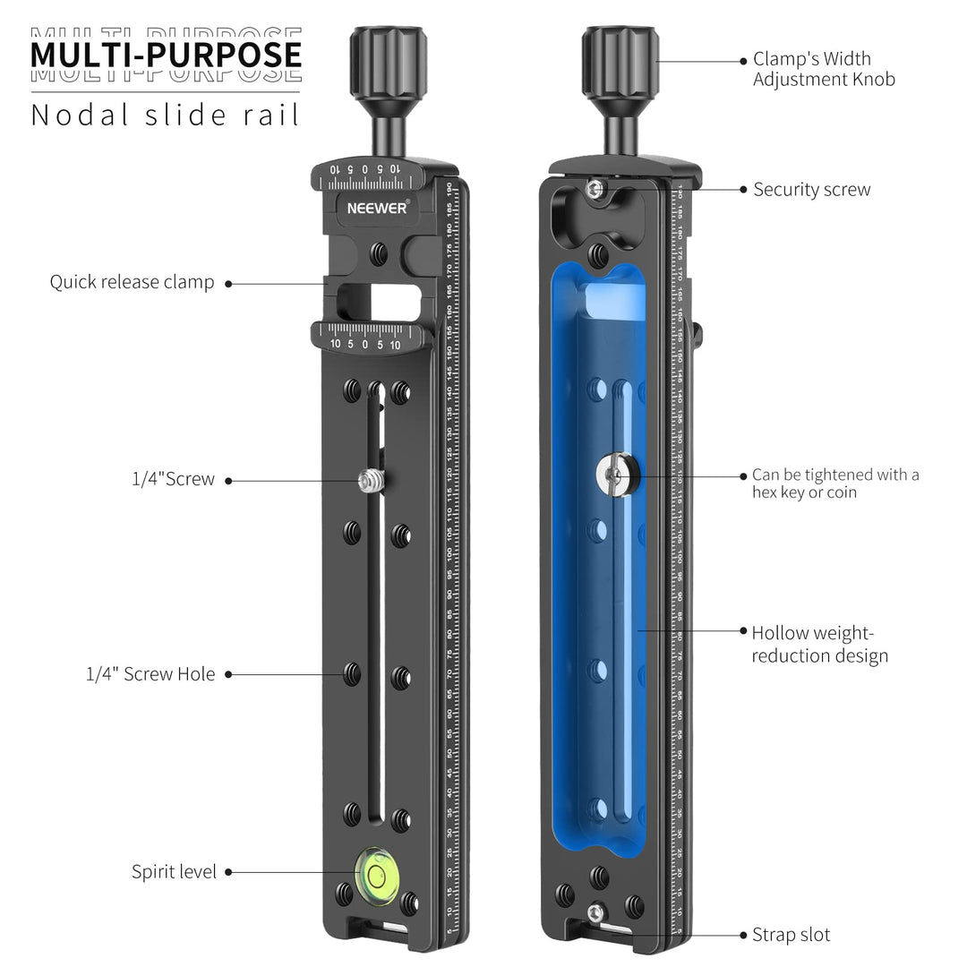 Neewer 200mm Professional Rail Nodal Slide Metal Quick 