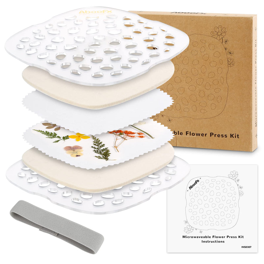 Microwave Flower Press, Quickly Flower Pressing Kit, 6.3 x 6.3 inch Microwave Flower Pressing Kit for Adults Fast Making Pressed Plant Specimen DIY Arts and Crafts