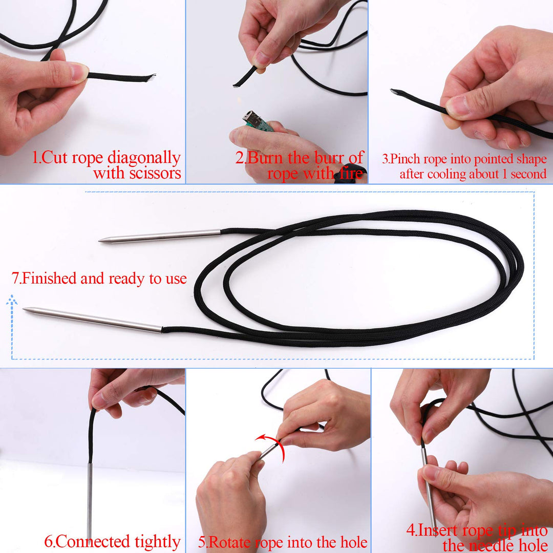 7 Pack Stainless Steel Paracord FID Set Paracord Lacing Stitching Needles and Smoothing Tool with Clear Storage Box for Laces Strings Leather Weaving and Paracord Bracelet