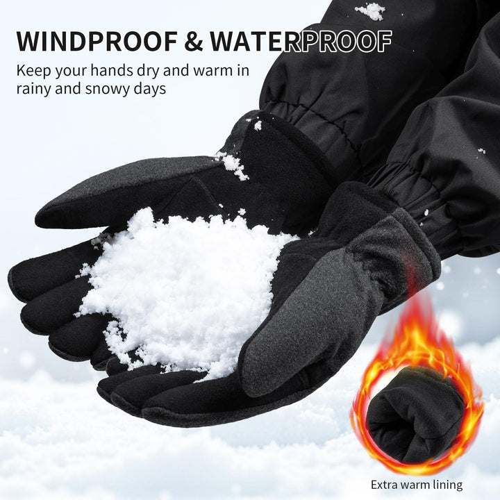 Winter Gloves, -20°F(-29) Cold Proof Thermal Work Glove - Deerskin Suede Leather Palm and Polar Fleece Back with Heatlok Insulated Cotton - Hands Warm in Cold Weather for Women and Men