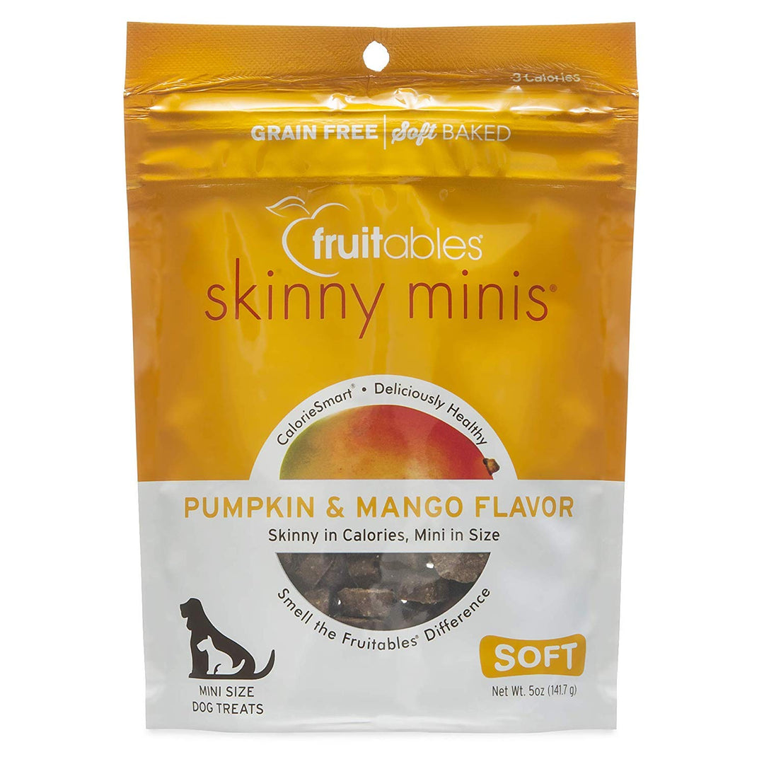 Skinny Mini Dog Treats, Healthy Pumpkin Treat for Dogs, Low Calorie &amp; Delicious, Puppy Training, Free of Wheat, Corn and Soy, Made in the USA, Pumpkin and Mango Flavor, 5oz