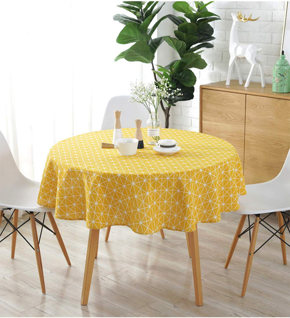 meioro Round Table Cloth Cover Cotton Linen Tablecloth 