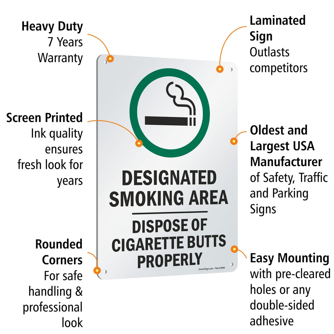 SmartSign 14 x 10 inch “Designated Smoking Area - Dispo