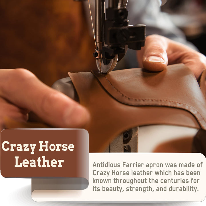 Antidious Professional Farrier Chaps Leather Farrier Apron with Adjustable Belt and Knees Straps Hoof Trimming, 2 Pockets and Extra Hook for Storage, Suitable for 28’’~55’’ Waistline