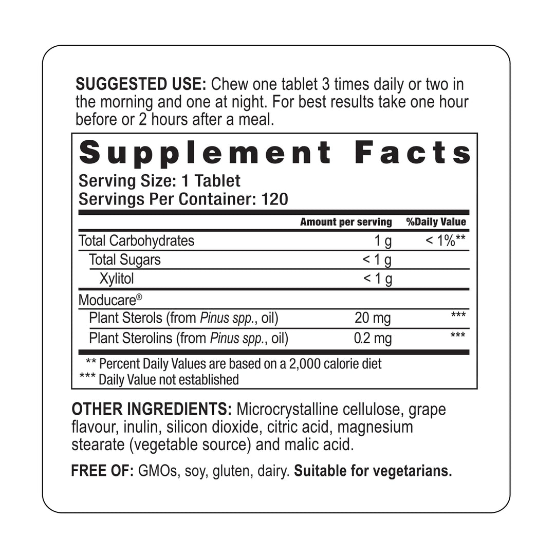 Daily Immune Support, Plant Sterol Dietary Supplement, Grape Flavored, 120 chewable Tablets (Packaging May Vary)