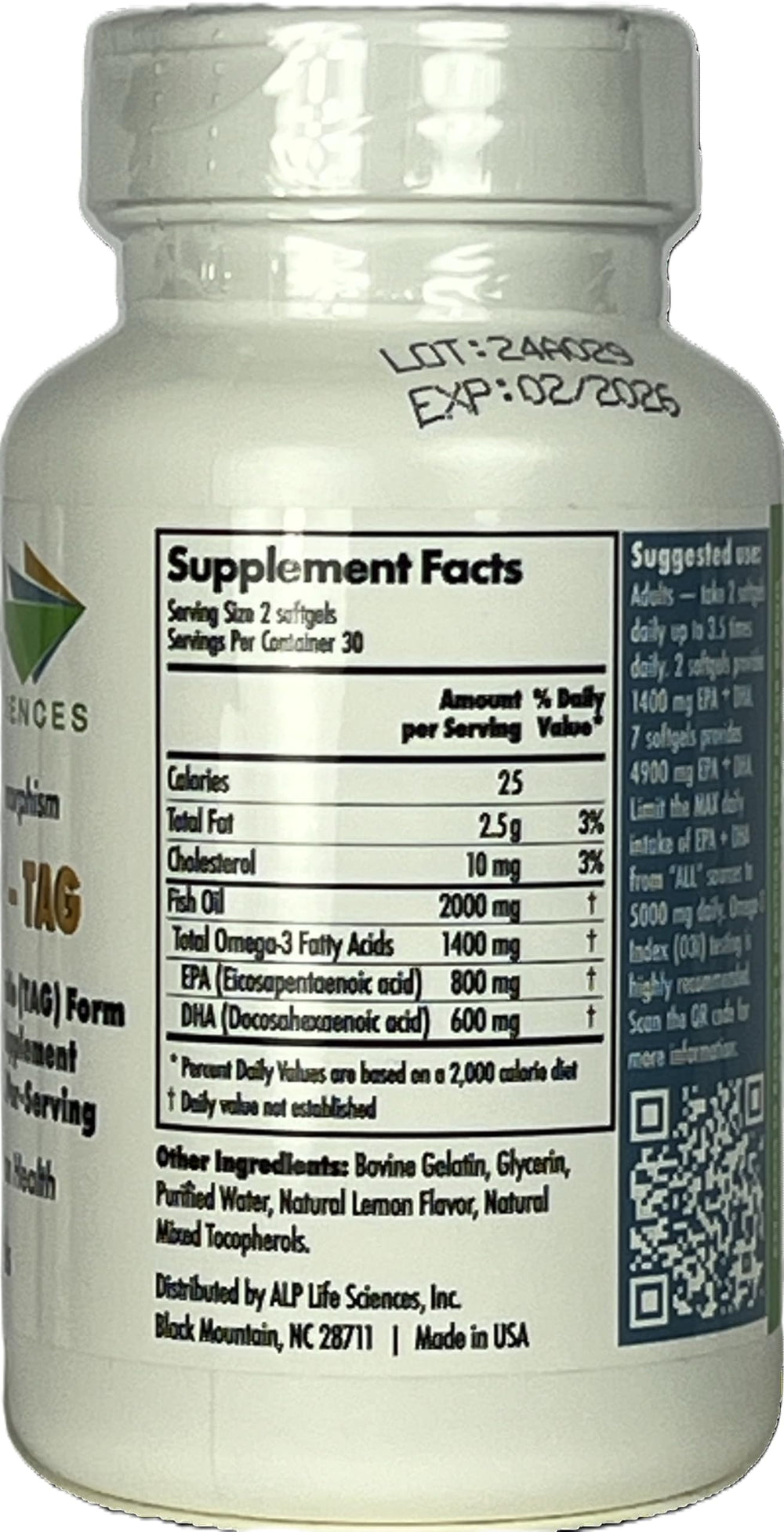 TAG Omega 3 Fish Oil Supplement - 60-Count