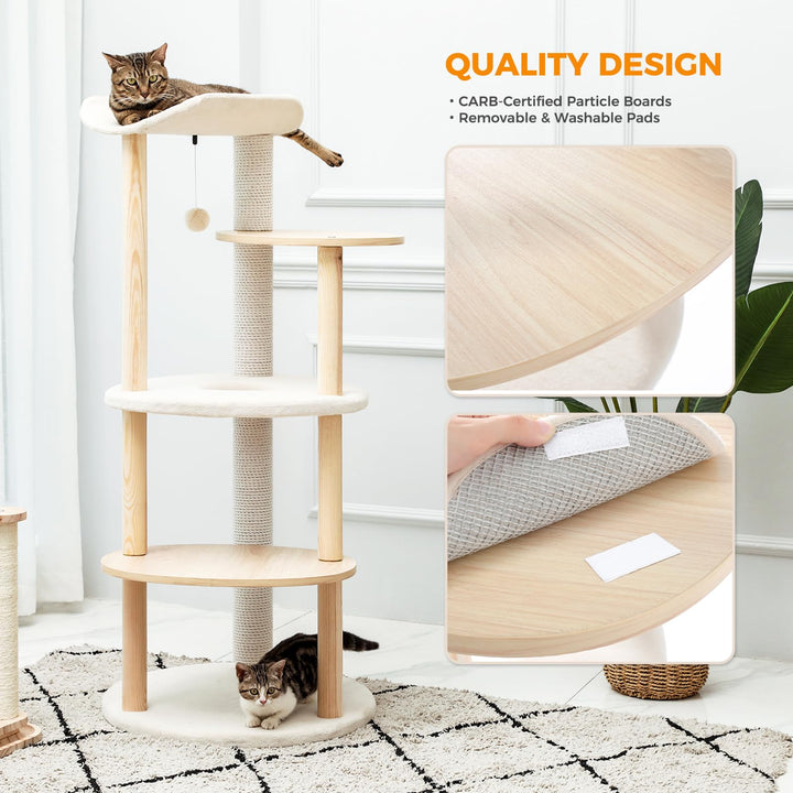 Cat Tree Cat Tower for Indoor Cats,5-Level Cat Play House Cat Activity Center with Scratching Posts Beige