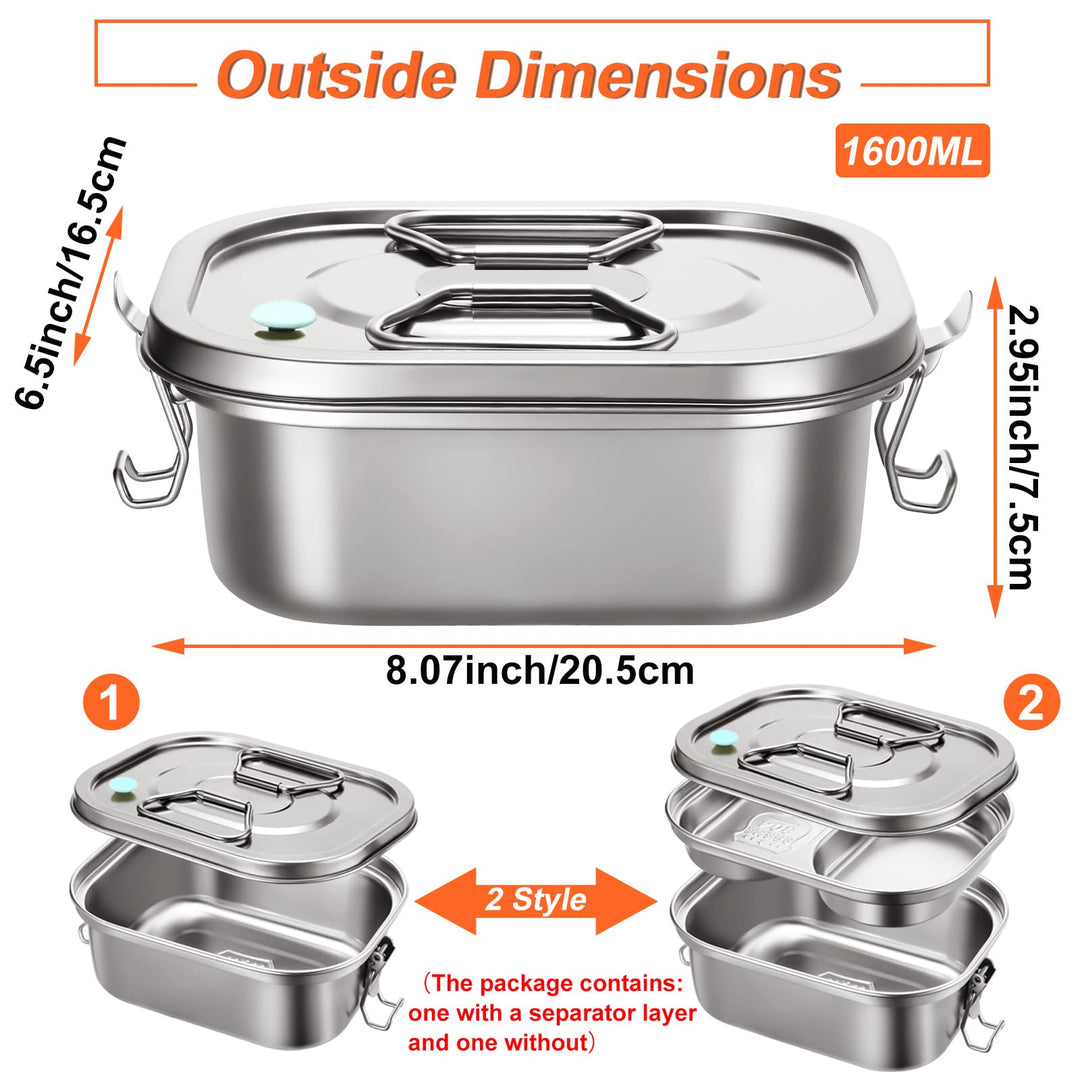 Romooa Stainless Steel Bento Boxes with Airtight Valve 