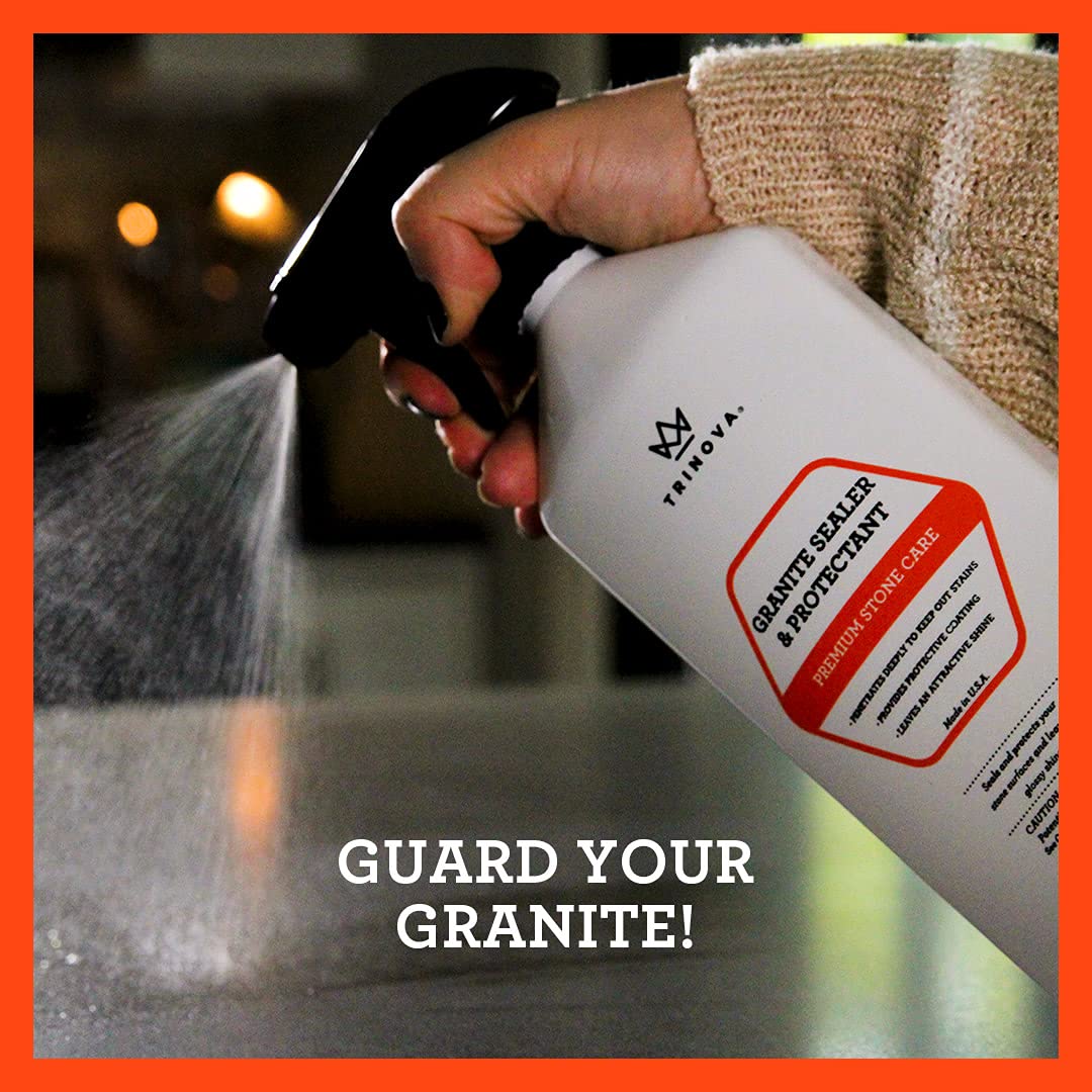 Granite Sealer &amp; Protector – Best Stone Polish, Protectant &amp; Care Product – Easy Maintenance for Clean Countertop Surface, Marble, Tile – No Streaks, Stains, Haze, or Spots - 18 fl oz