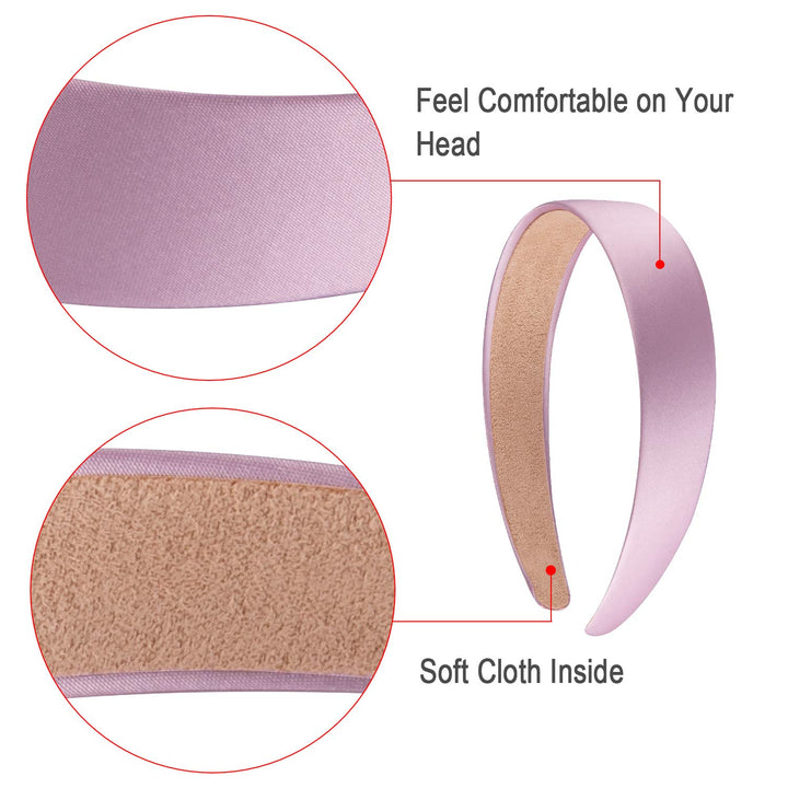 SIQUK 24 Pieces Satin Headbands 1 Inch Wide Headband Co