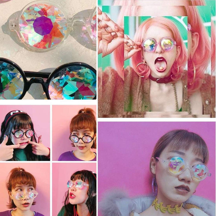 Armear Women Kaleidoscope Rave Rainbow Glasses Prism Mi