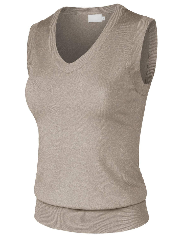 JSCEND Women&#39;s Solid Basic V-Neck Sleeveless So