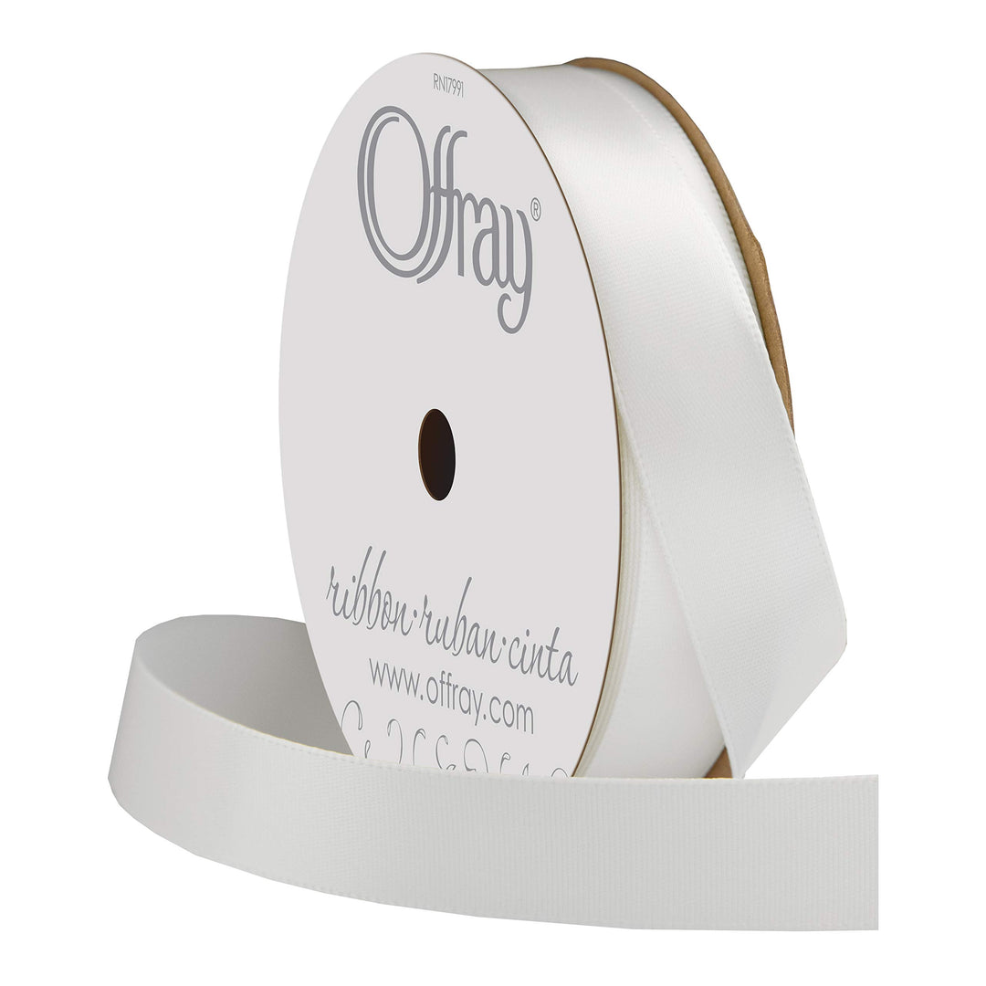Offray 5/8 Single Face Satin Ribbon, White, 6 Yds