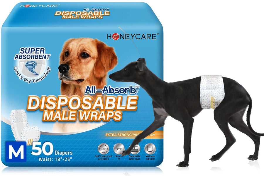 All-Absorb A25 Male Dog Wrap, 50 Count, Medium, White