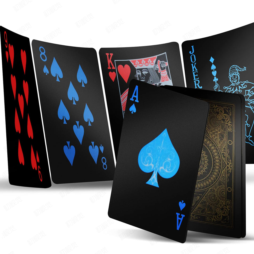 2 Decks Plastic Playing Cards, Premium Plastic Waterproof Black Playing Poker Cards Professional Luxury Deck of Cards for Adults