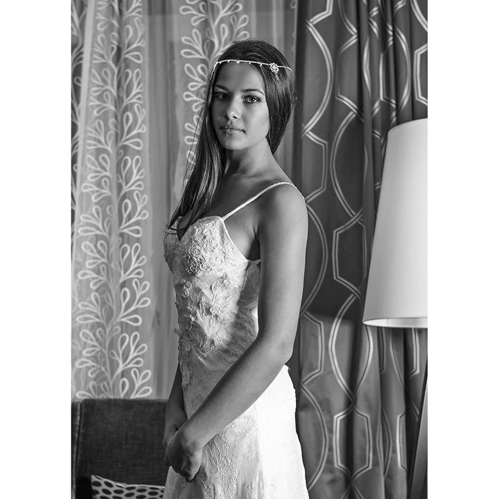 Rhinestone Head Chain - Pendant Headpiece, Jewelry Headband with Chain for Bachelorette Parties, Bridal Showers, Engagement Parties, Silver - 28.9 x 1.5 Inches