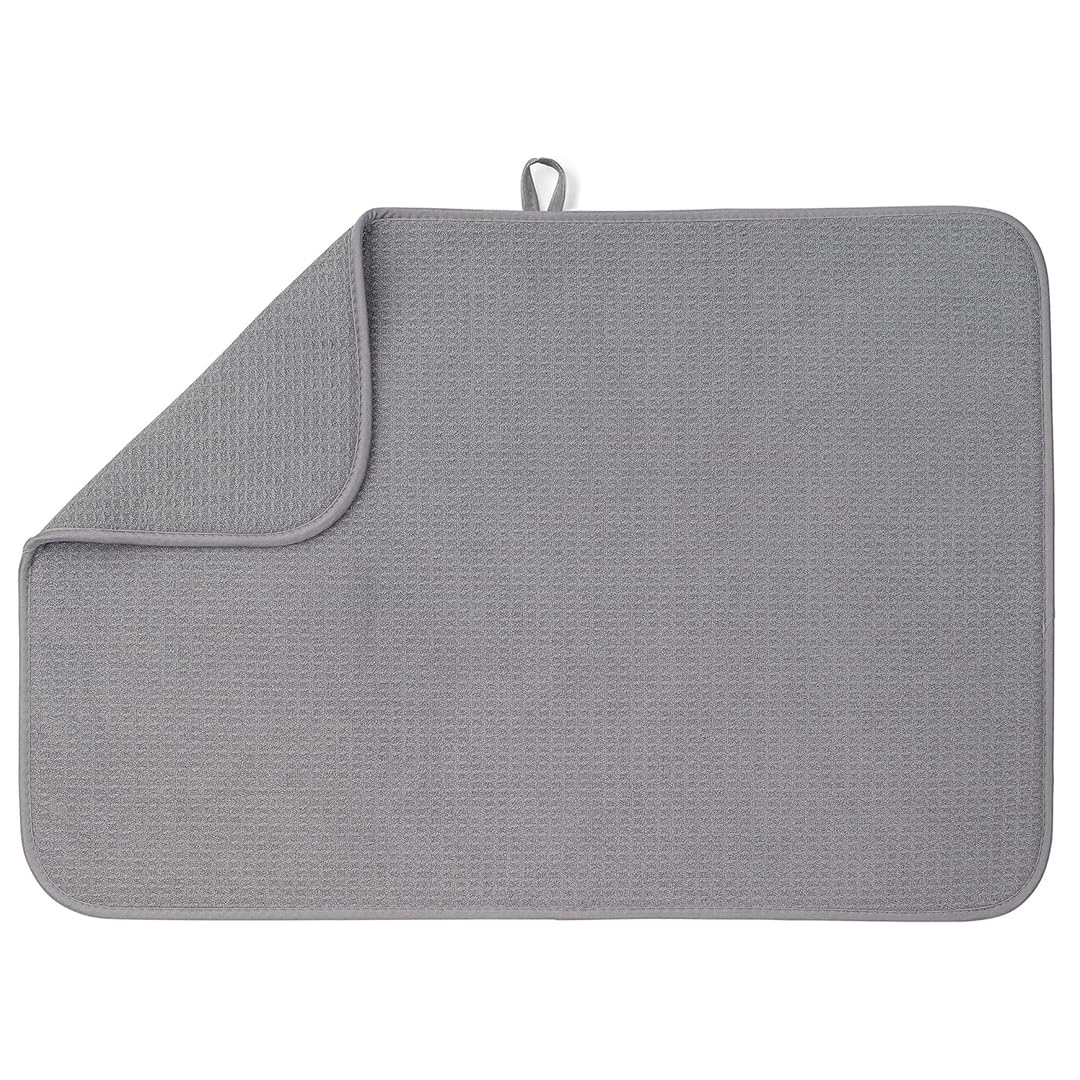 XXL Dish Mat 24 x 17 ( LARGEST MAT ) Microfiber Dish Drying Mat , Super absorbent ( Gray )
