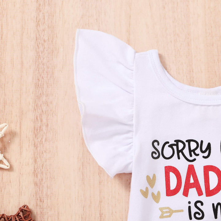 Newborn Baby Girls Skirt Outfits My First Valentine&#39;s Day Print Ruffle Romper+Tutu Dress+Leg Warmers+Headband 4Pcs Clothes Set (White-Daddy is my valentine, 0-3 months)