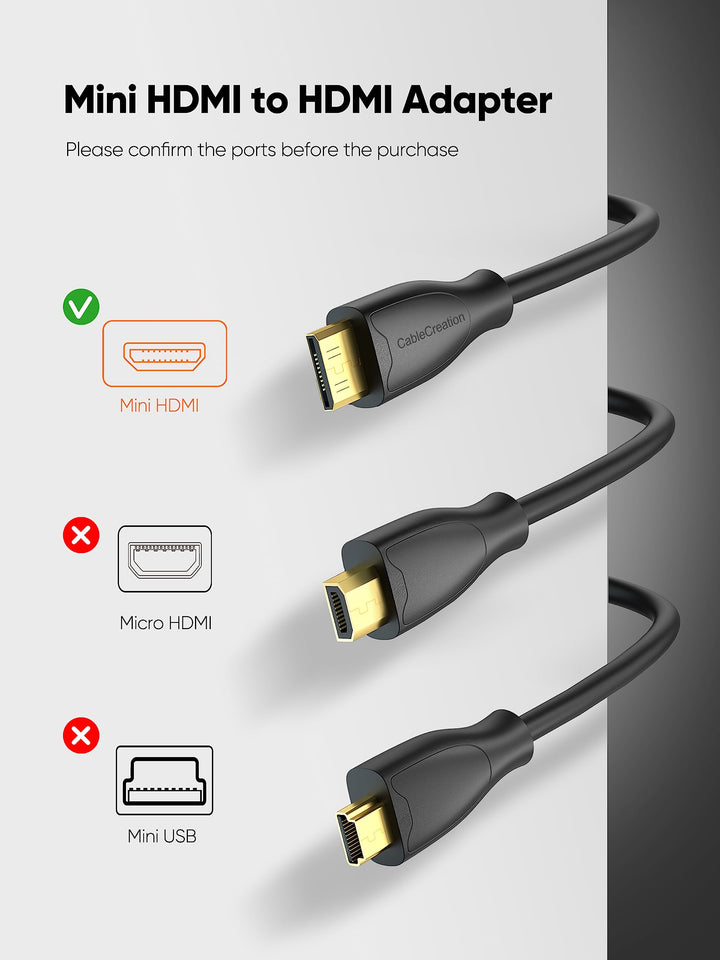 CableCreation Mini HDMI to HDMI Cable, 0.5ft Mini-HDMI 