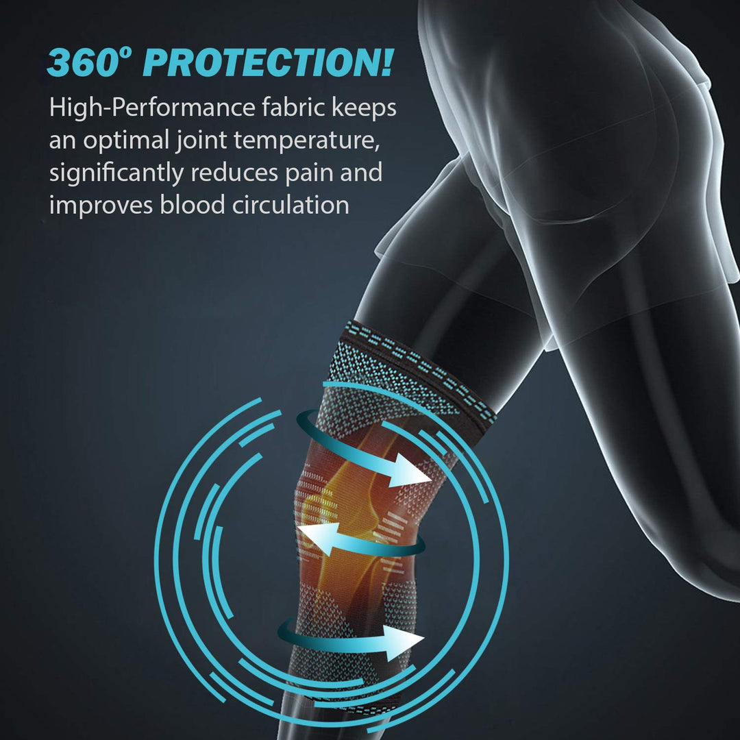 POWERLIX Knee Compression Sleeve - Best Knee Brace for Knee Pain for Men & Women – Knee Support for Running, Basketball, Volleyball, Weightlifting, Gym, Workout, Sports – Please Check Sizing Chart