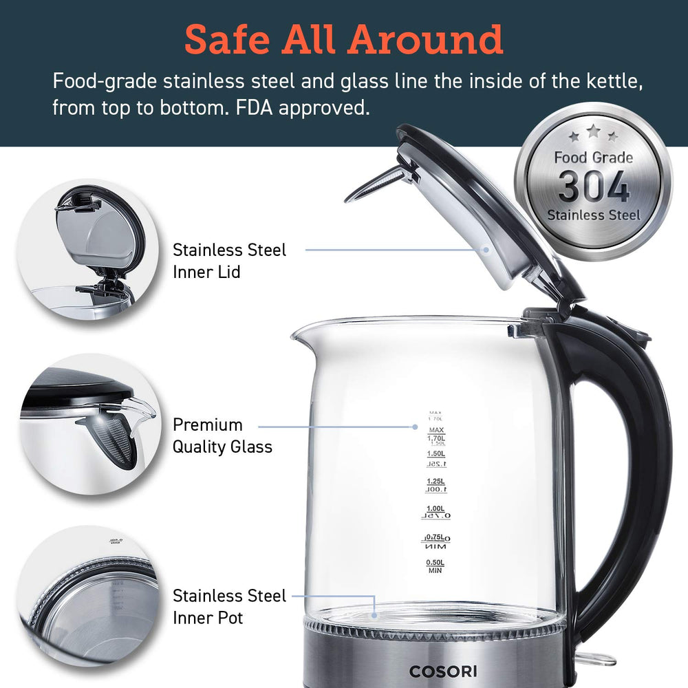 COSORI Speed-Boil Electric Tea Kettle, 1.7L Hot Water K