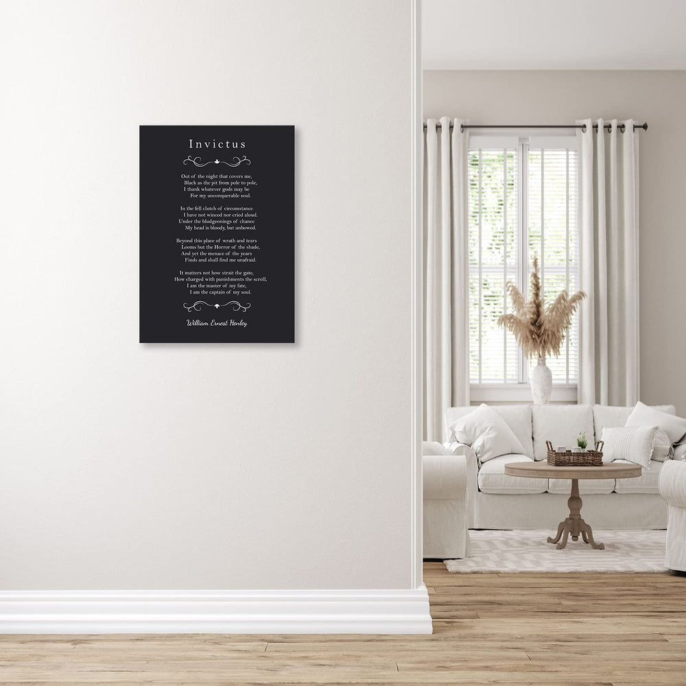 Invictus Poem Quotes Wall Art Canvas Inspirational Poster Motivational Pictures Print William Ernest Henley Poetry Painting Decor Artwork Unframed 12x18 inch (No Framed -Canvas Poster)