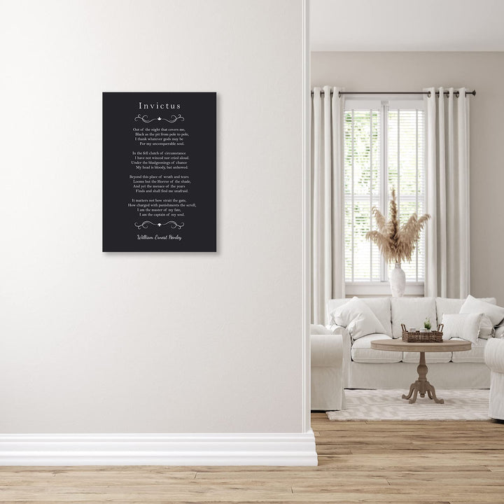 Invictus Poem Quotes Wall Art Canvas Inspirational Poster Motivational Pictures Print William Ernest Henley Poetry Painting Decor Artwork Unframed 12x18 inch (No Framed -Canvas Poster)