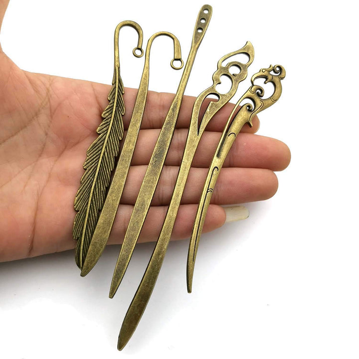 10pcs Craft Supplies Mixed Antique Bronze Bookmark Charms Pendants for Crafting, Jewelry Findings Making Accessory for DIY Necklace Bracelet (M177)