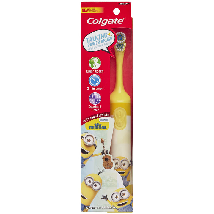 Colgate Battery Powered Kids Interactive Talking Toothbrush, Minions (Colors Vary)